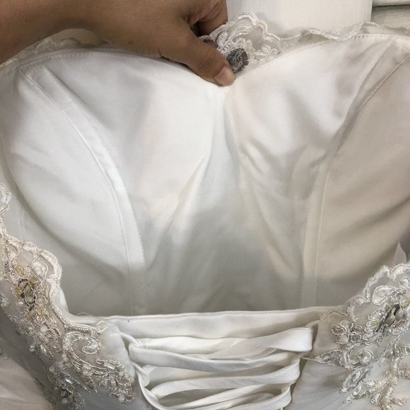 Strapless Ruched Mermaid Tulle Wedding Dress Custom Embroidery Beading WG3791 - Picture 10 of 12